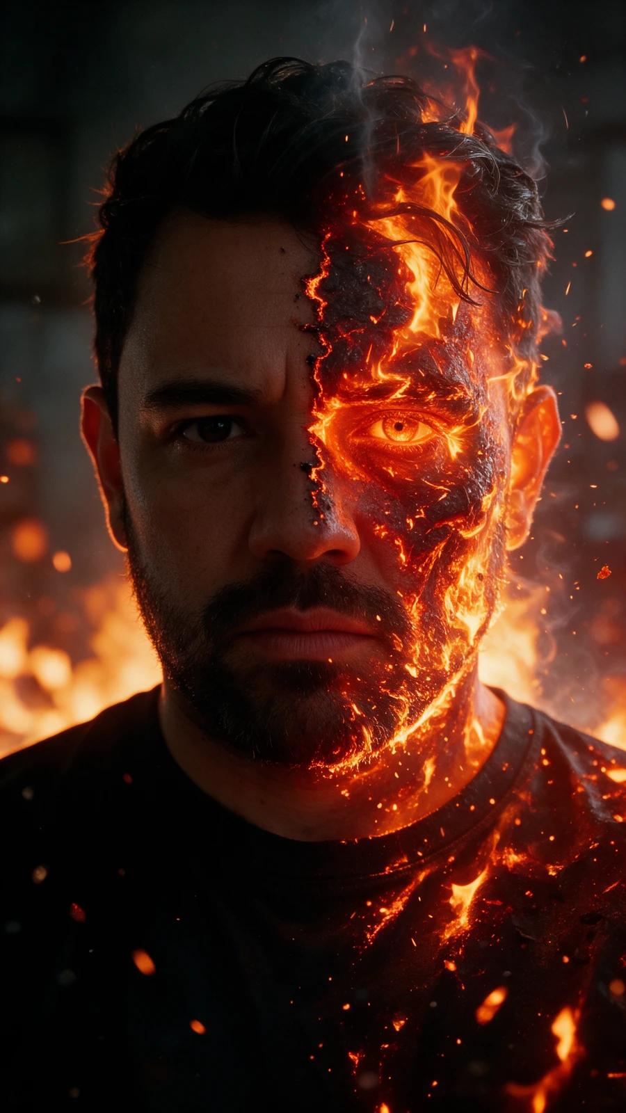 Imagen de marca Production Fire: retrato con fuego